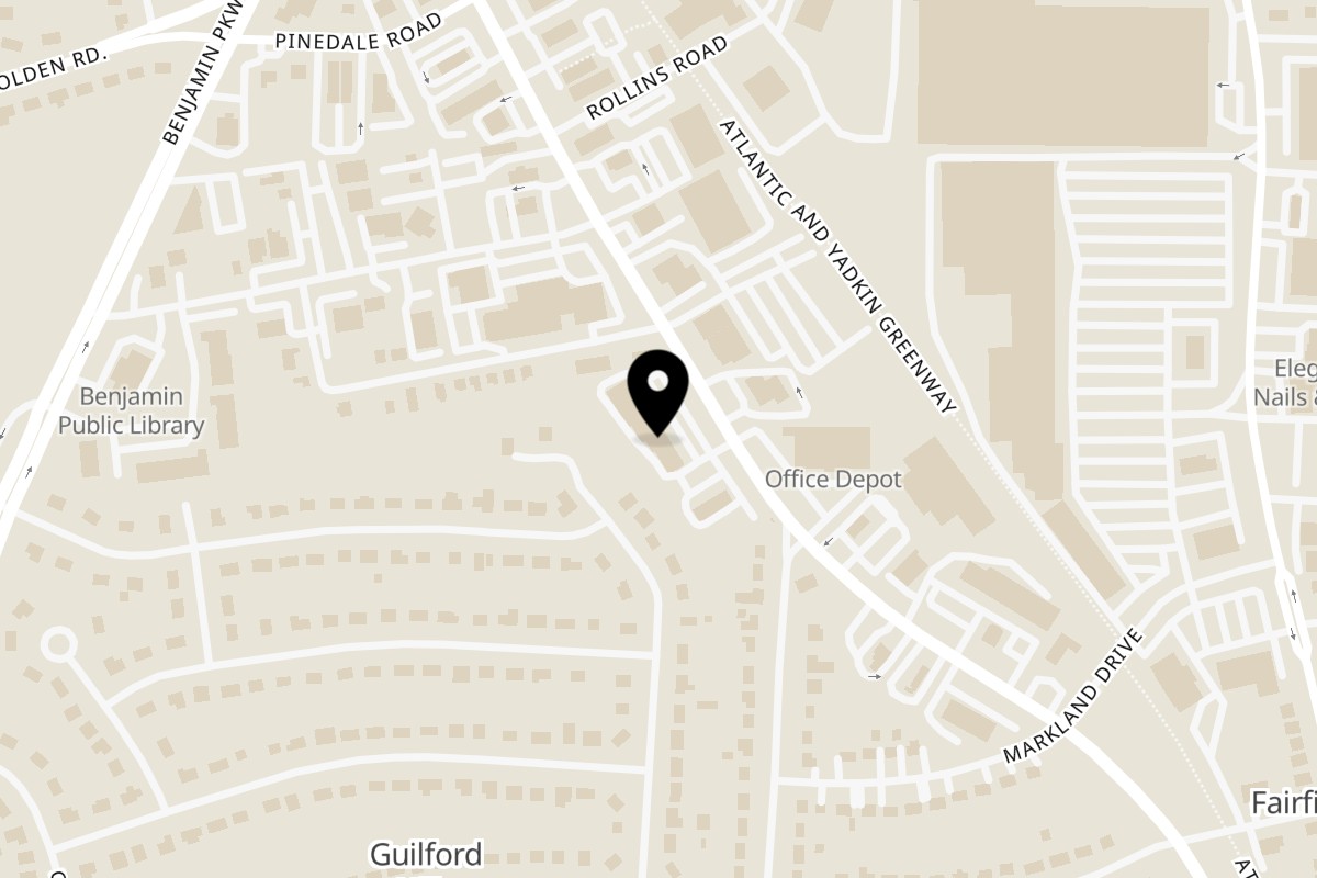 Map showing the location of BaoBao Kitchen on 2403 Battleground Ave #2 in Greensboro